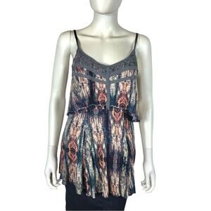 Ecote Tank Top Grey Pink Cream Teal Color & Multi-Layered with Lace
